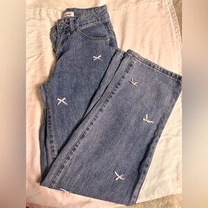 Women's Blue Jeans with Embroidered Accents